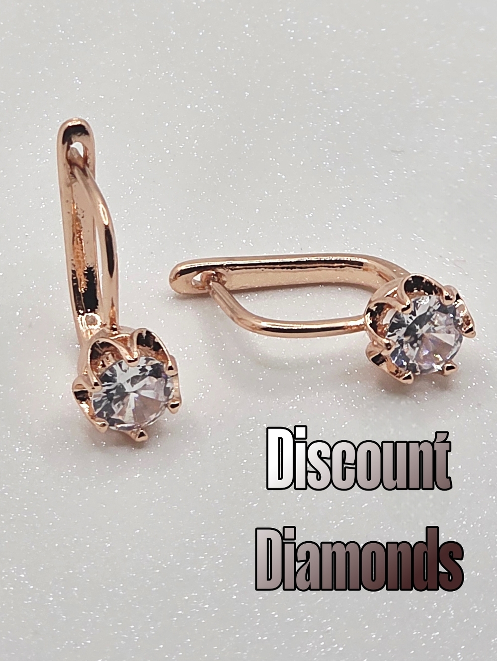 Round White Diamond Huggie Earrings 14K Rose Gold On 925 Silver - Picture 6 of 8